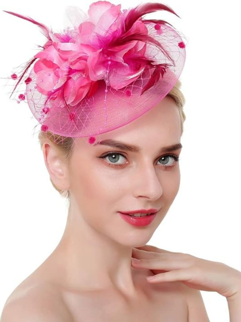Derby Fascinators Hat Tea Party Wedding Cocktail Party Rose Red New